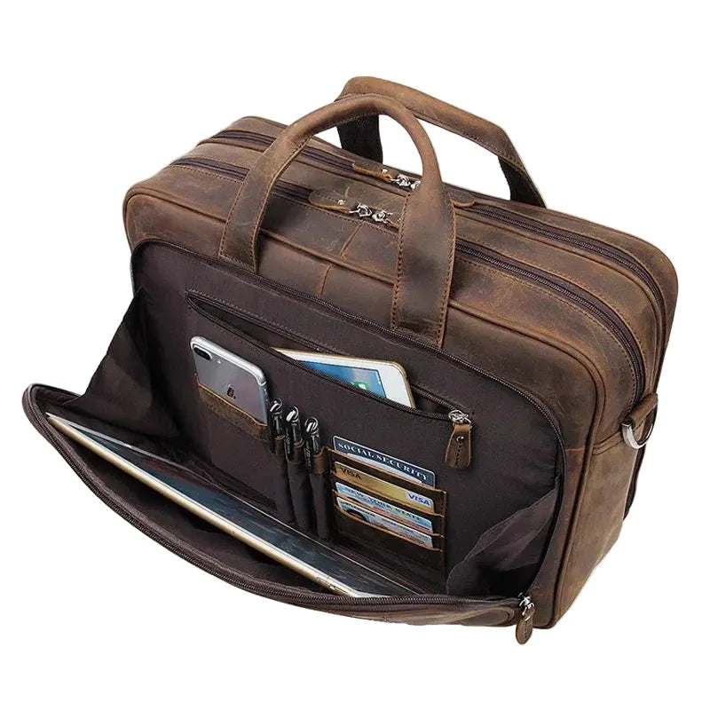 Sacoche cuir homme grand format 17 pouces