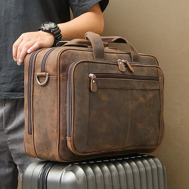 Sacoche cuir homme grand format 17 pouces