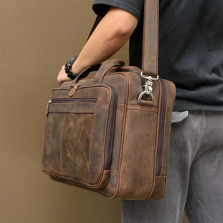 Sacoche cuir homme grand format 17 pouces