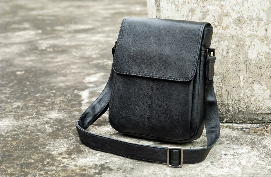 Sacoche cuir noire homme