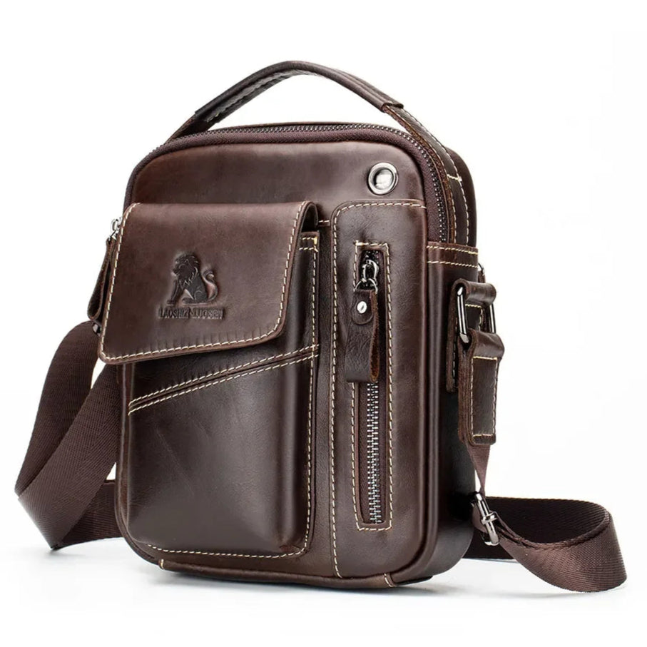 Sacoche homme bandoulière cuir marron foncé
