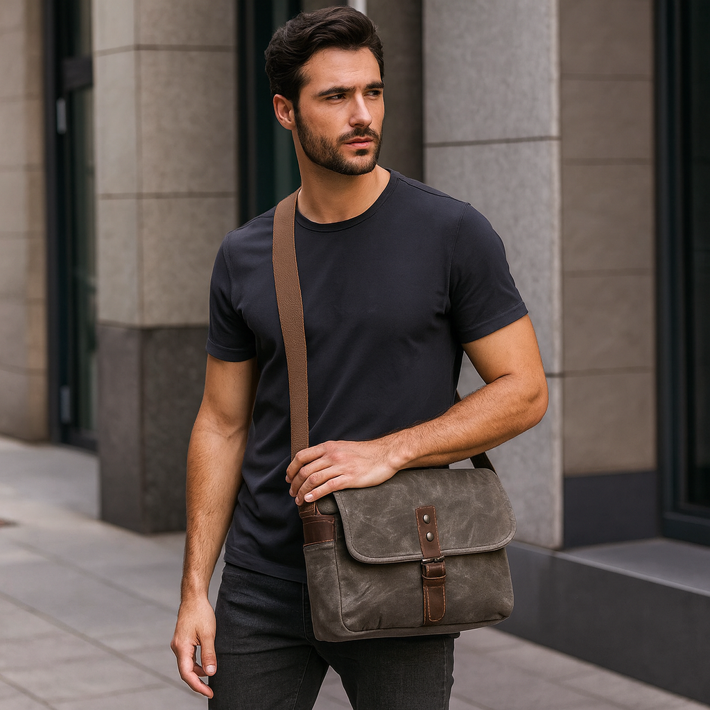 Sacoche homme toile vintage