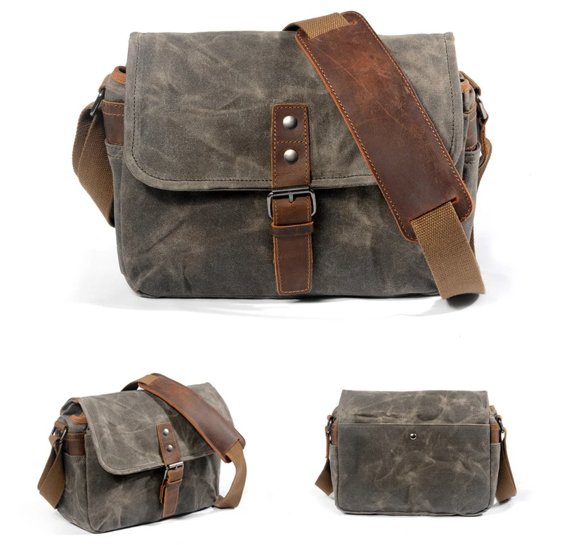 Sacoche homme toile vintage
