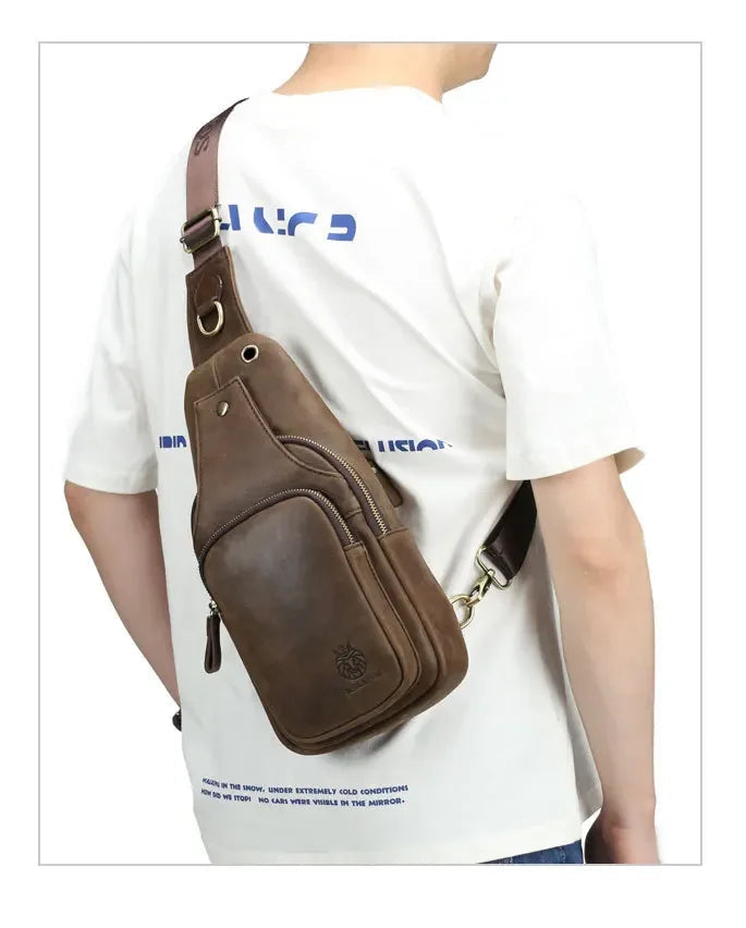 Sacoche poitrine cuir homme bandoulière