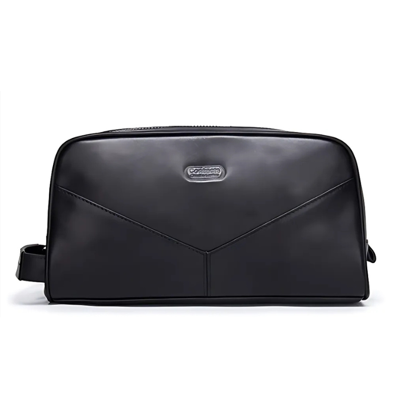 Trousse de toilette en cuir pour homme noir