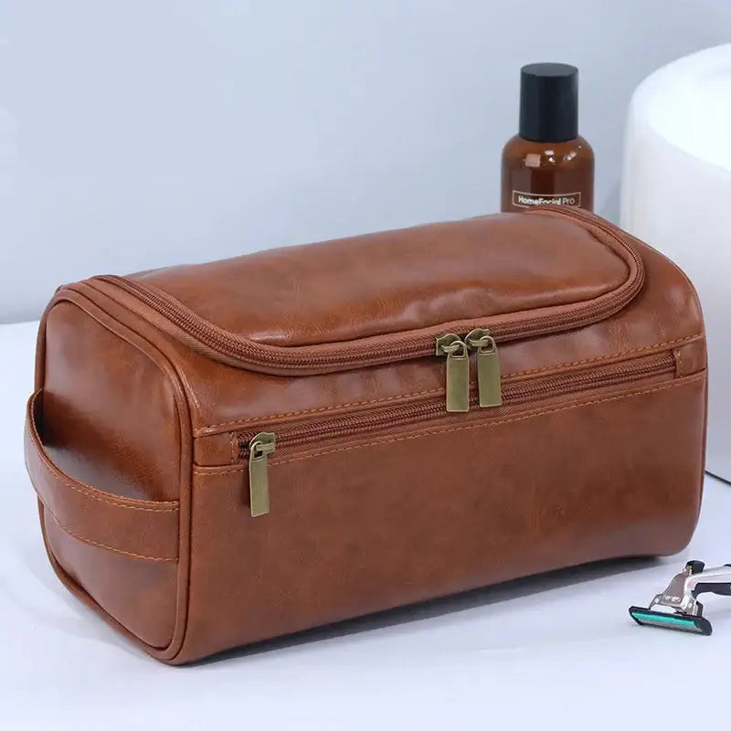 Trousse de toilette homme de voyage marron