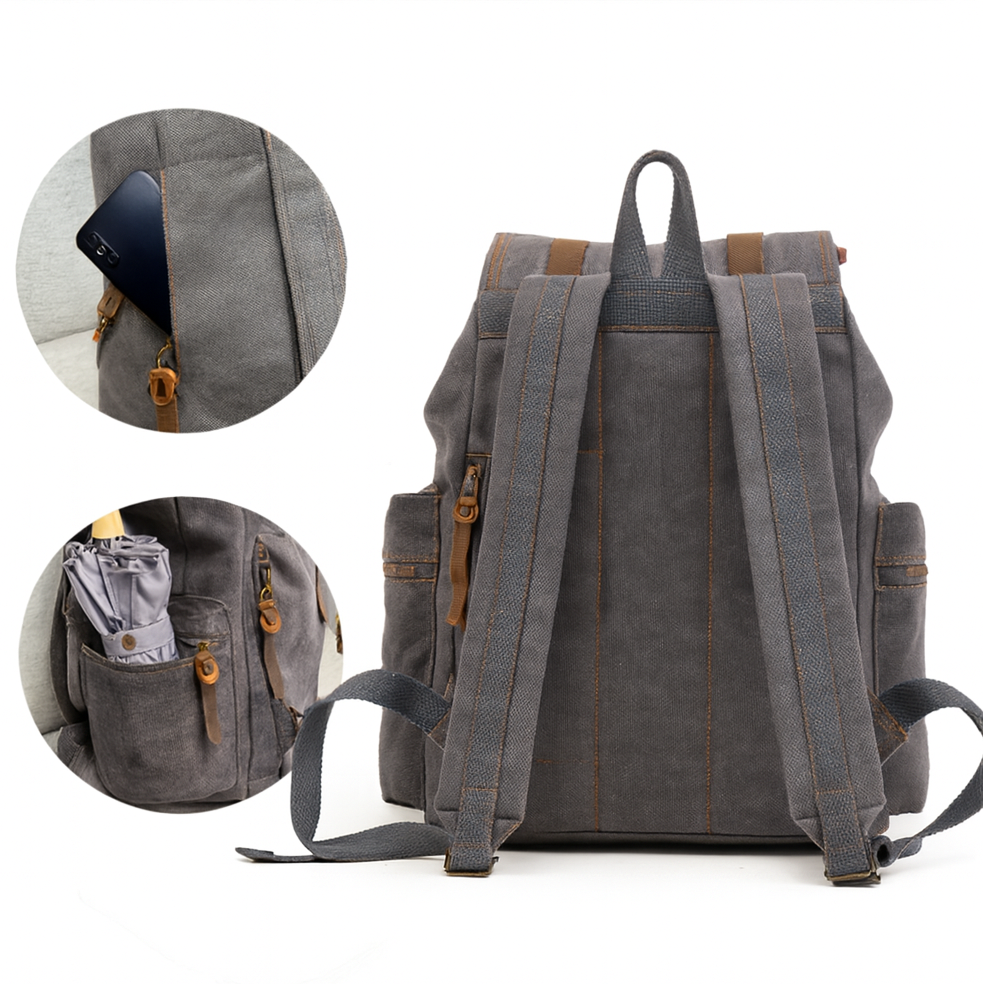 vintage sac a dos gris