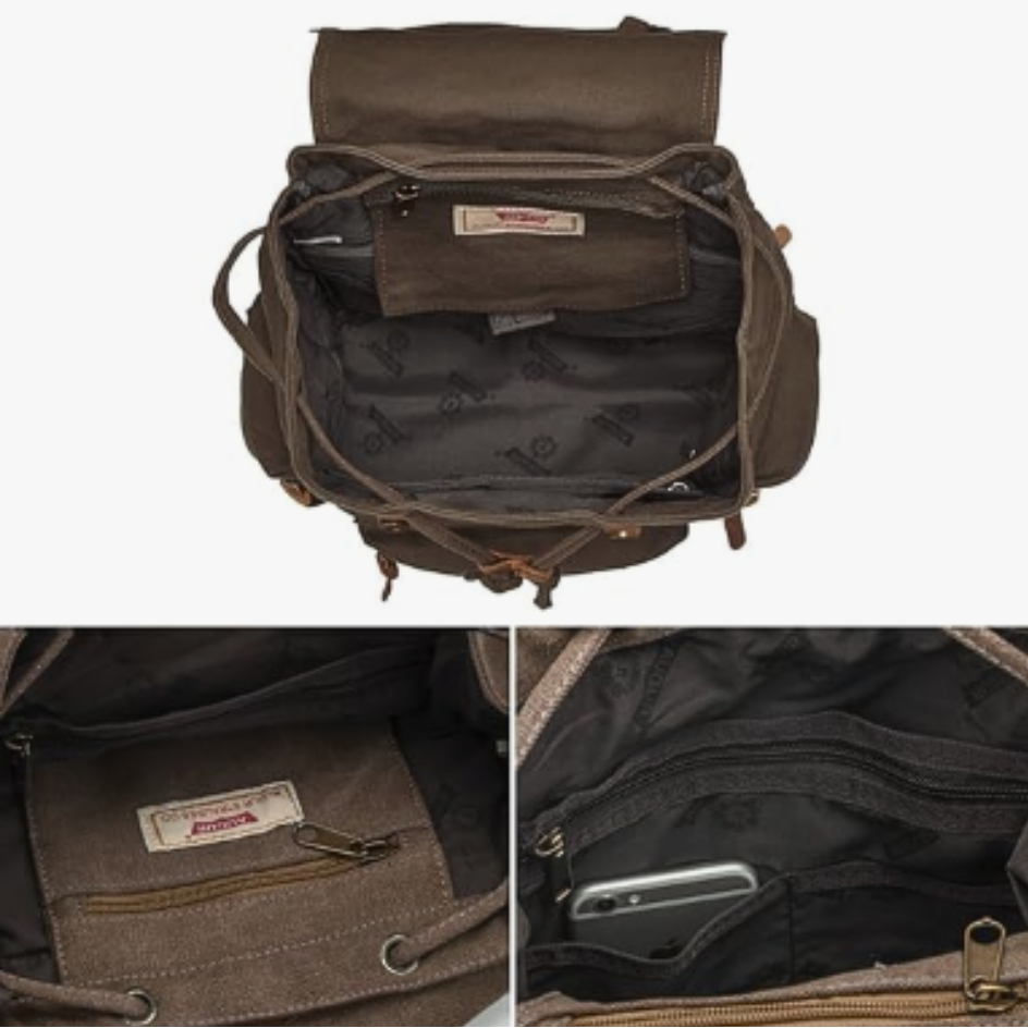 vintage sac a dos marron fonce